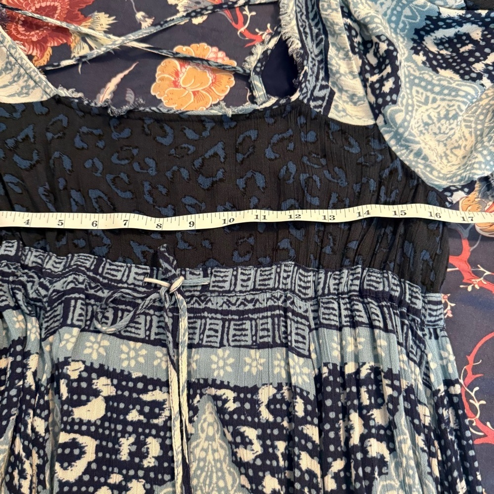 Free People Heart of Gold Dress in Blue Paisley Combo size XS - Picture 11 of 15